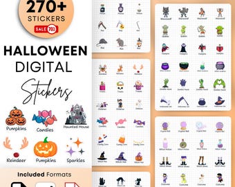 Digitale Halloween-stickers, leuke spookachtige stickers, Halloween-stickers, Goodnotes-stickers, vakantiestickers, OneNote-stickers, png-stickers