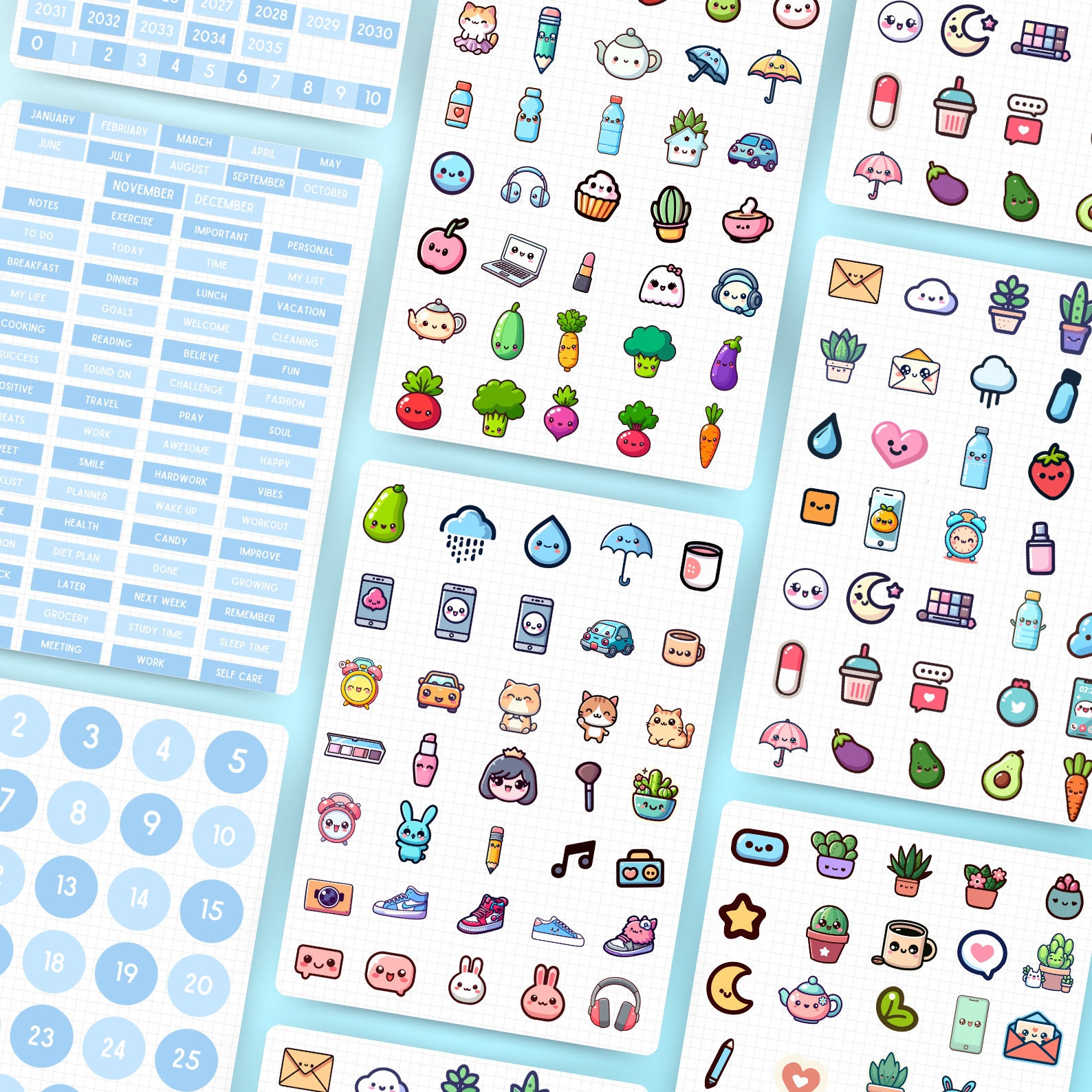Cute Everyday Life Digital Stickers, Daily Planner Stickers, iPad ...
