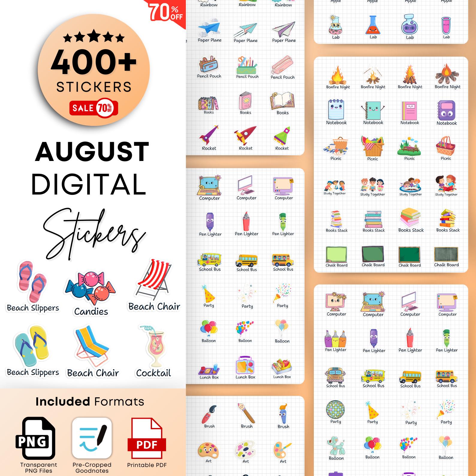 August Stickers - Etsy