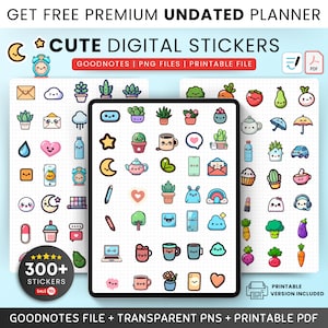 Niedliche digitale Aufkleber für den Alltag, Tagesplaner-Aufkleber, iPad-Aufkleber, Goodnotes-Aufkleber, druckbare Aufkleber, Planeraufkleber, Kawaii
