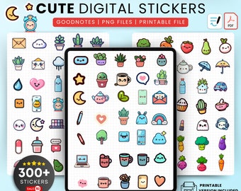 Niedliche digitale Aufkleber für den Alltag, Tagesplaner-Aufkleber, iPad-Aufkleber, Goodnotes-Aufkleber, druckbare Aufkleber, Planeraufkleber, Kawaii