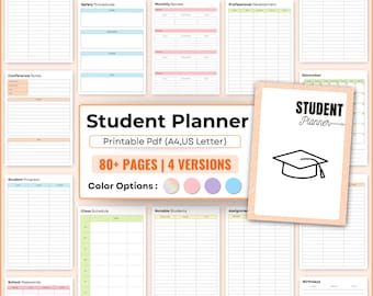 Printable Student Planner Bundle, Study Planner Bundle, Academic Planner, College Planner, High School, Semester Planner, Adhd Study Planner