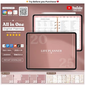 2025 Digital Planner for Goodnotes, Notability, iPad & Tablet | Aesthetic Planner | Minimalist Modern Planner | Dated | All In One Planner
