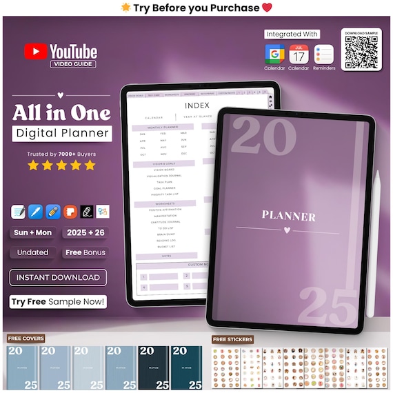 ADHD Digital Planner 2024, 2025, Digital Planner, Weekly, Daily Planner, Notability, Digital Goodnotes Template, Adult Digital Journal, ipad