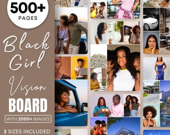 Black Girl Vision Board 2025 Kit Printables | Affirmations & Quotes for Black Woman, Attract Wealth, Manifestation 2025 Women Vision Board