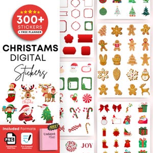300+ Christmas Digital Stickers for GoodNotes, Planner & Journal | Santa, Trees, Gifts, Clipart PNGs | Instant Download