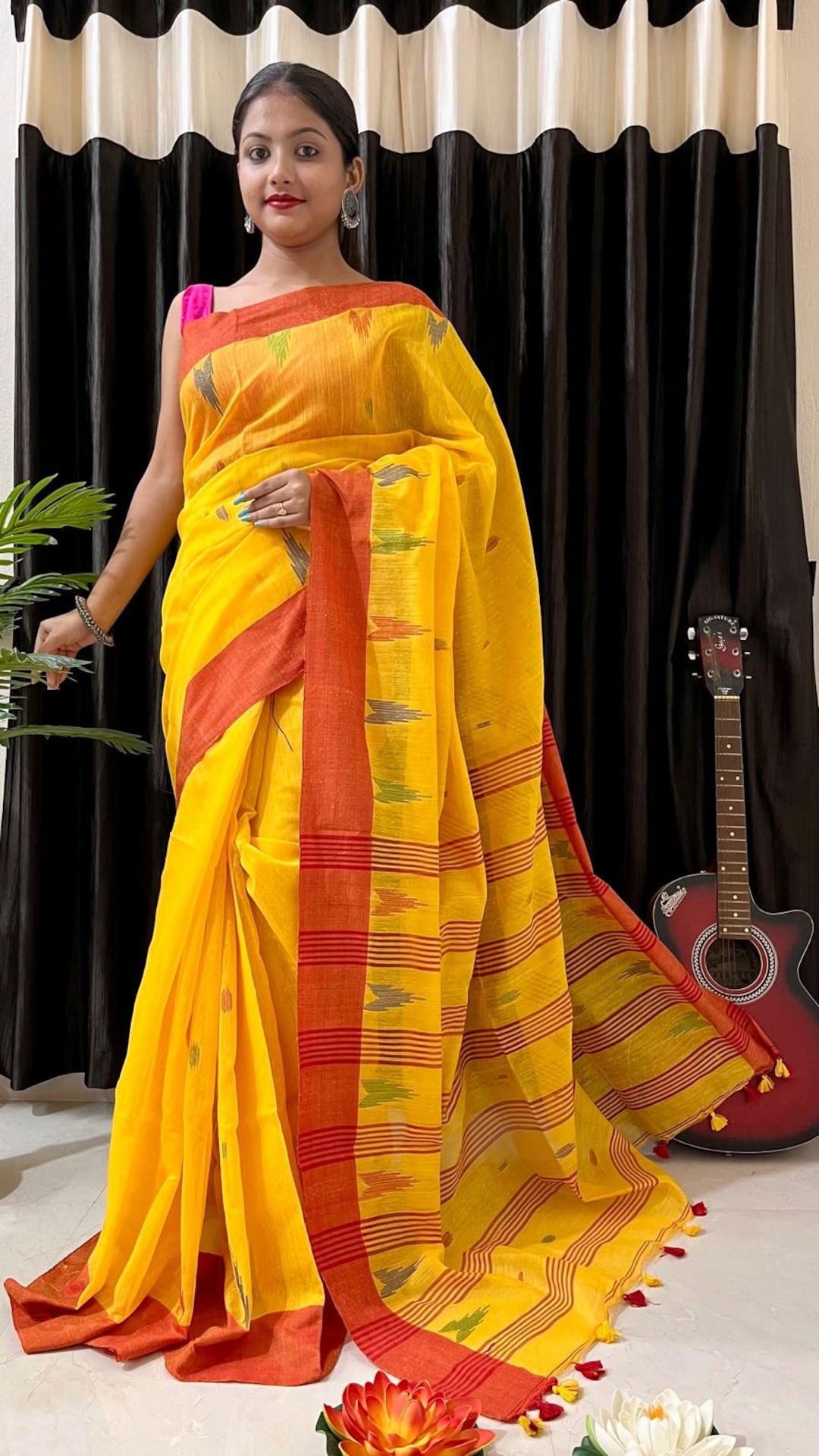 Sari para mujer de algodón con estampado de seda || Regalo étnico  tradicional indio de boda con blusa sin costura