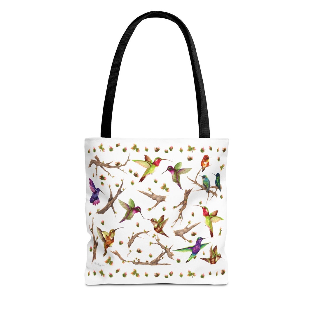 Hummingbird Tote Bag in White - Etsy