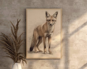 Artistic Fox Digital Print Illustration Fox Gift Digital Download Fox Animated Fox Print Fox Decor