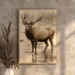 Elk Deer Prints Deer Artwork Decoration Deer Poster Nature Inspired Deco Forest Animal Art Antler