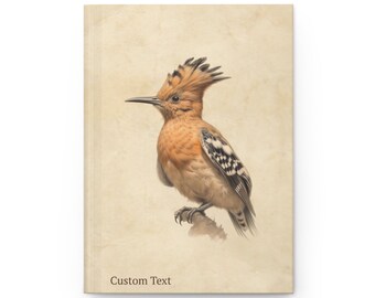 Hoopoe Custom Name Journal Hardcover Diary Personal Bird Gift Travel Notepad Artful Birding Bird Lovers Gift Custom A5 Journal African Bird