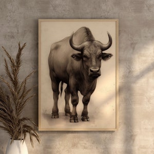Water Buffalo Printable Wallart For Living Room Wildlife Animal Wallart For Home Improving Decor Printable Buffalo Homely Art Print