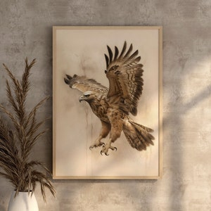 Hawk Falcon Art Digital Bird Poster Print Falcon Art Forest Animal Farmhouse Decoration Folkart Falconeer Gift For Falconer Bird Lovers Gift