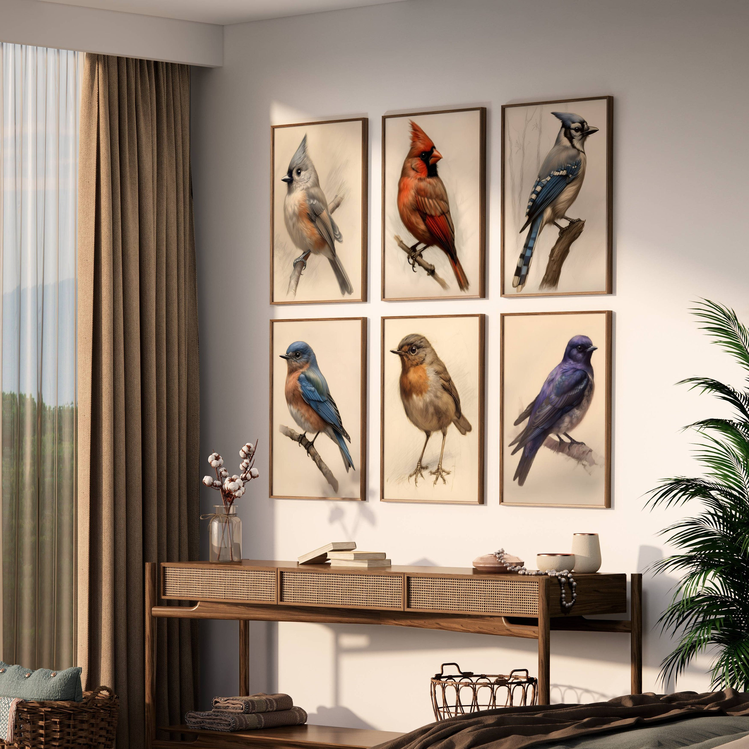 Set of 6 North American Bird Prints Downloadable Birds Gift Art Set ...