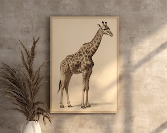Downloadable Giraffe Print Animal Wall Art Digital Download Safari Nursery Printable Art Giraffe Poster Safari Theme For Giraffe Lovers