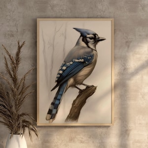 Blue Jay Digital Art Print Perfect for Bird Watchers Gift Instant Downloadable Bird Gift