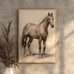 Arabian Horse Digital Painting Equestrian Wallart Horse Lovers Gift Digitized Horse Artwork Homely Brown Watercolor Horse Decore Artful