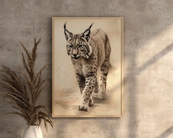 Lynx Print Woodland Art For Home Decoration Canadian Cat Lynx Digital Download Wildcat Print Lynx Cat Art