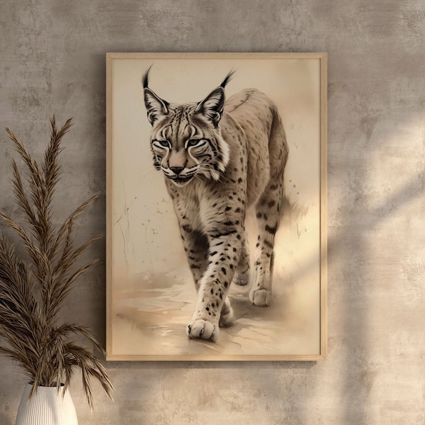 Lynx Print Woodland Art For Home Decoration Canadian Cat Lynx Digital Download Wildcat Print Lynx Cat Art