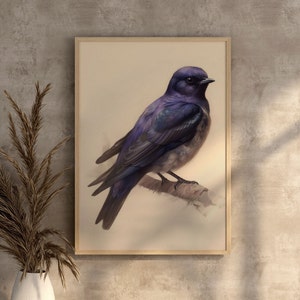 Printable Bird Purple Martin Instant Download Wall Art Bird Watchers Gift Digital Artwork