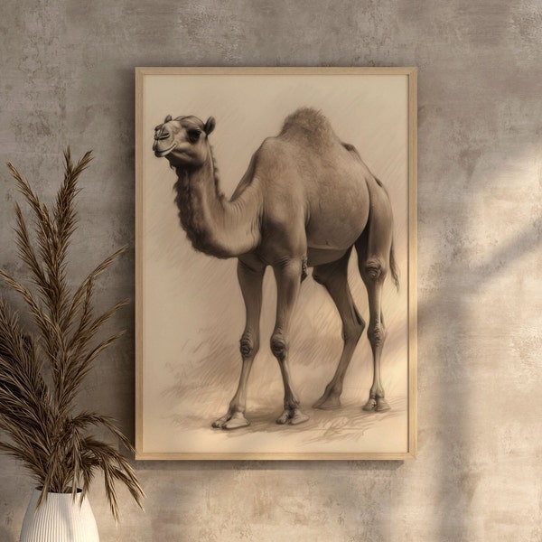 Camel Art Digital Wall Poster Desert Animalprints for Wild Life Room Decor Biology Gift for Animal Lover Camel Gift Animal Wall Art