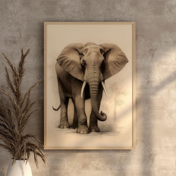 Boho Elephant Downloadable Safari Animal Prints Elephant Decor Friendly Elephant Art Bed Room Decor Decorative Elephant