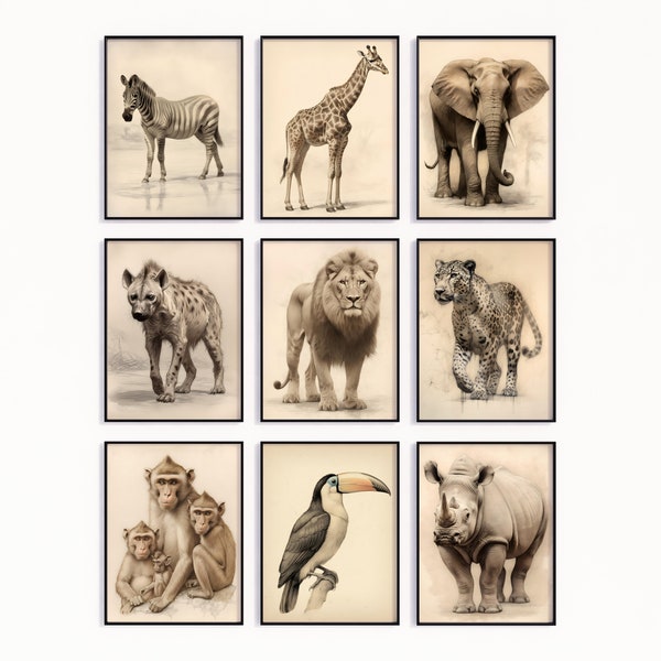 Safari Theme African Animals Gift Perfect African Holiday Gift Safari Digital Art 9 Piece Bundle