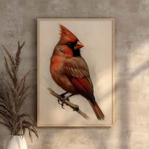 Northern Cardinal Bird Digital Art Red Bird Song Bird Decor Bird Watchers Gift