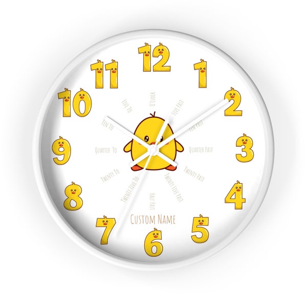 Chick Kids Wall Clock Chicken Chick Gifts Time Clock Time Teaching Child's Gift Idea Nursery Clock Cute Clock