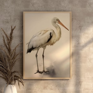 Printable Stork Bird Living Room Decor Digital Download Bird Printables Stork Art Bird Stork Print Minimalistic Bird