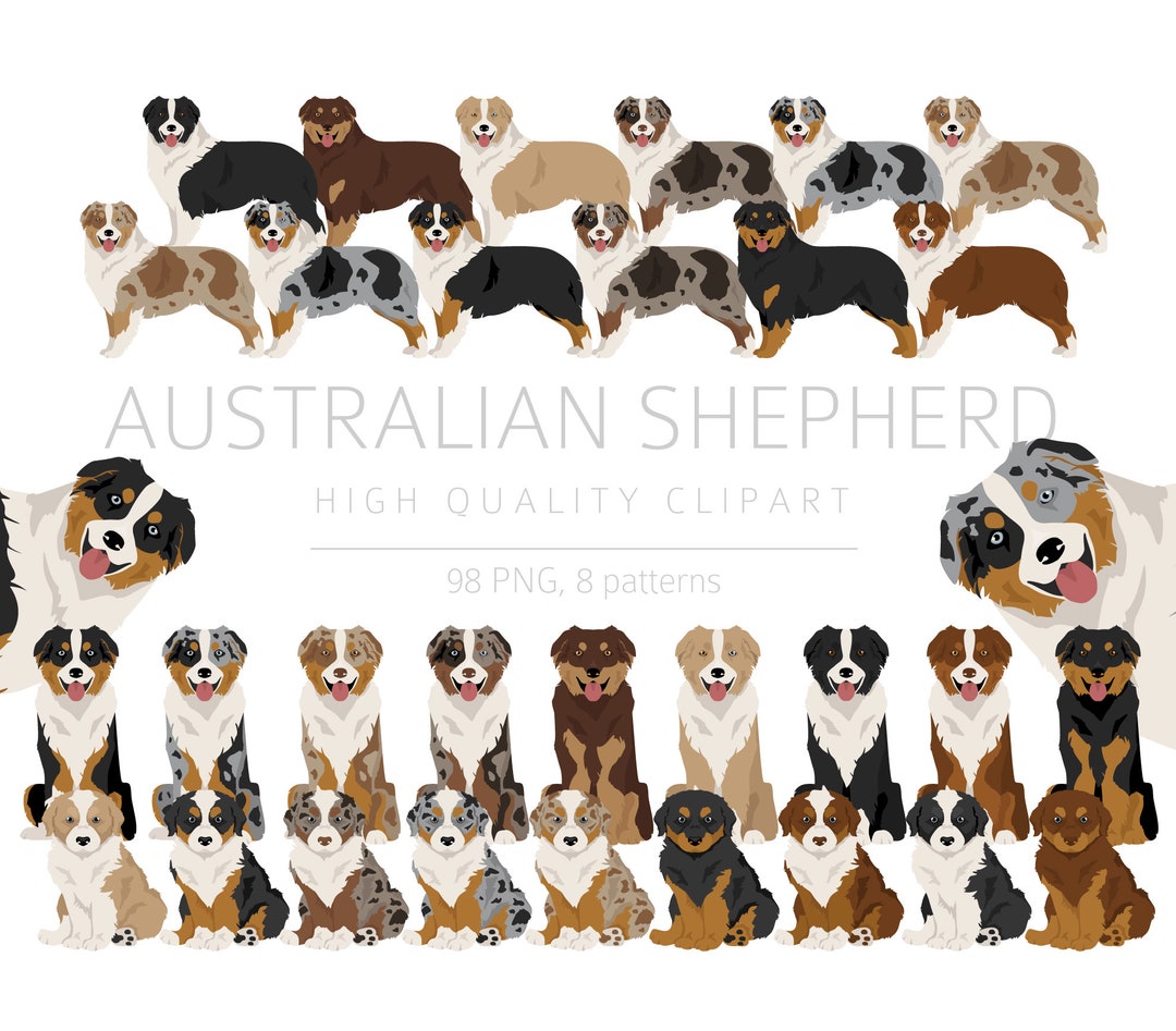 Australian Shepherd Clipart Bundle, Aussie Pup Clipart, Dogs High ...