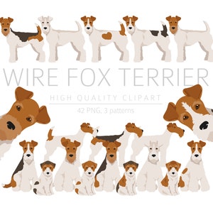 Fox Terrier à poil dur, clipart chiot Foxie, PNG haute qualité, cadeau chien maman papa, création numérique, téléchargement numérique, mémorial chien