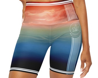 Yoga Shorts mit hoher Taille (AOP)