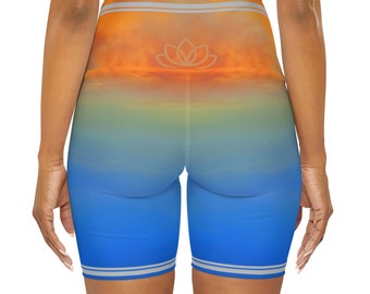 Pantaloncini da yoga a vita alta (AOP)