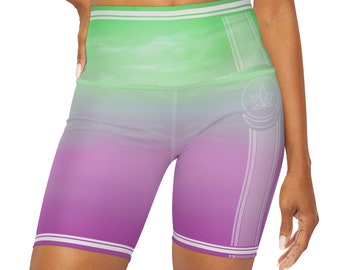 Yoga Shorts mit hoher Taille (AOP)