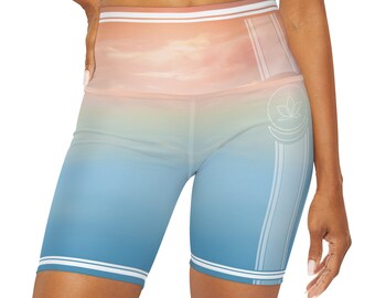 Yoga-Shorts mit hoher Taille (AOP)