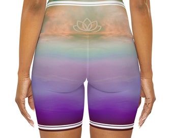 Yoga-Shorts mit hoher Taille (AOP)