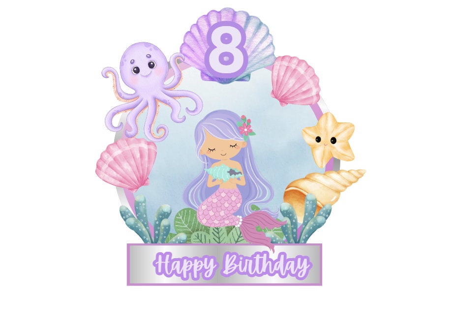 Mermaid DIY Printable Cake Topper - Instant Download Party Decoration ...