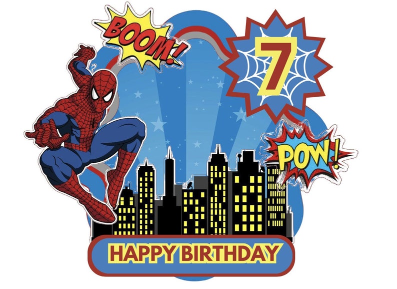Spiderman Style DIY Printable Cake Topper Instant Download Party ...