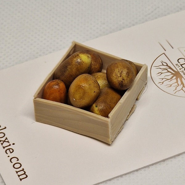 Miniature Doll House Food Crate of Potatoes - 1:12 scale - Includes the crate.