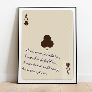 The Gambler Quote Poker Card Player Poster - Téléchargement imprimable (PDF, PNG)