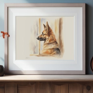 German Shepherd Fine Art Print, Dog Art, Dog Decor, Dog Owner Gift, Dog Print, Dog Painting, Dog Watercolor, Sleeping Dog, Dog Portrait Art