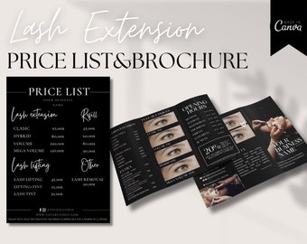 Lashes Brochure Template Lashes Price List Trifold Brochure Beauty Salon Brochure Price List Eyelash Extension Bruchure Lash Tech Bundle
