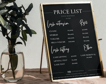 Editable Lash & Beauty Price List Template (Canva)