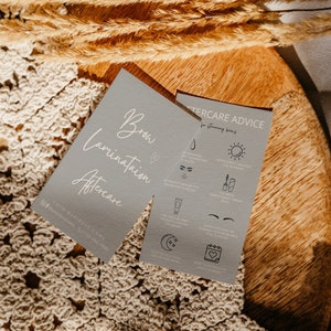 Eyebrow Lamination Aftercare Card Brows Lamination Card Brow Lamination Aftercare Template DIY Eyebrows Care Cards Editable Brow Lamination