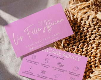 Lip Filler Aftercare Card Template: Esthetician Client Instructions (Canva Editable)