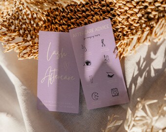 Modèle de carte de soin des cils : instructions d'extension de cils modifiables (Canva)