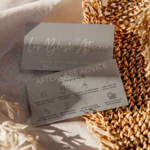 Lip Blush Aftercare Card Template: Permanent Makeup Instructions (Canva Editable)