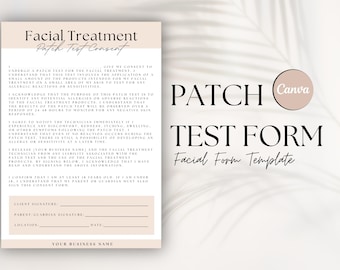 Sjabloon testformulier gezichtspatch: formulieren salon en schoonheidsspecialiste (bewerkbaar op canvas, A4/US Letter)