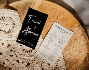 Esthetician Facial Aftercare Card Template: Skincare Instructions (Canva Editable)